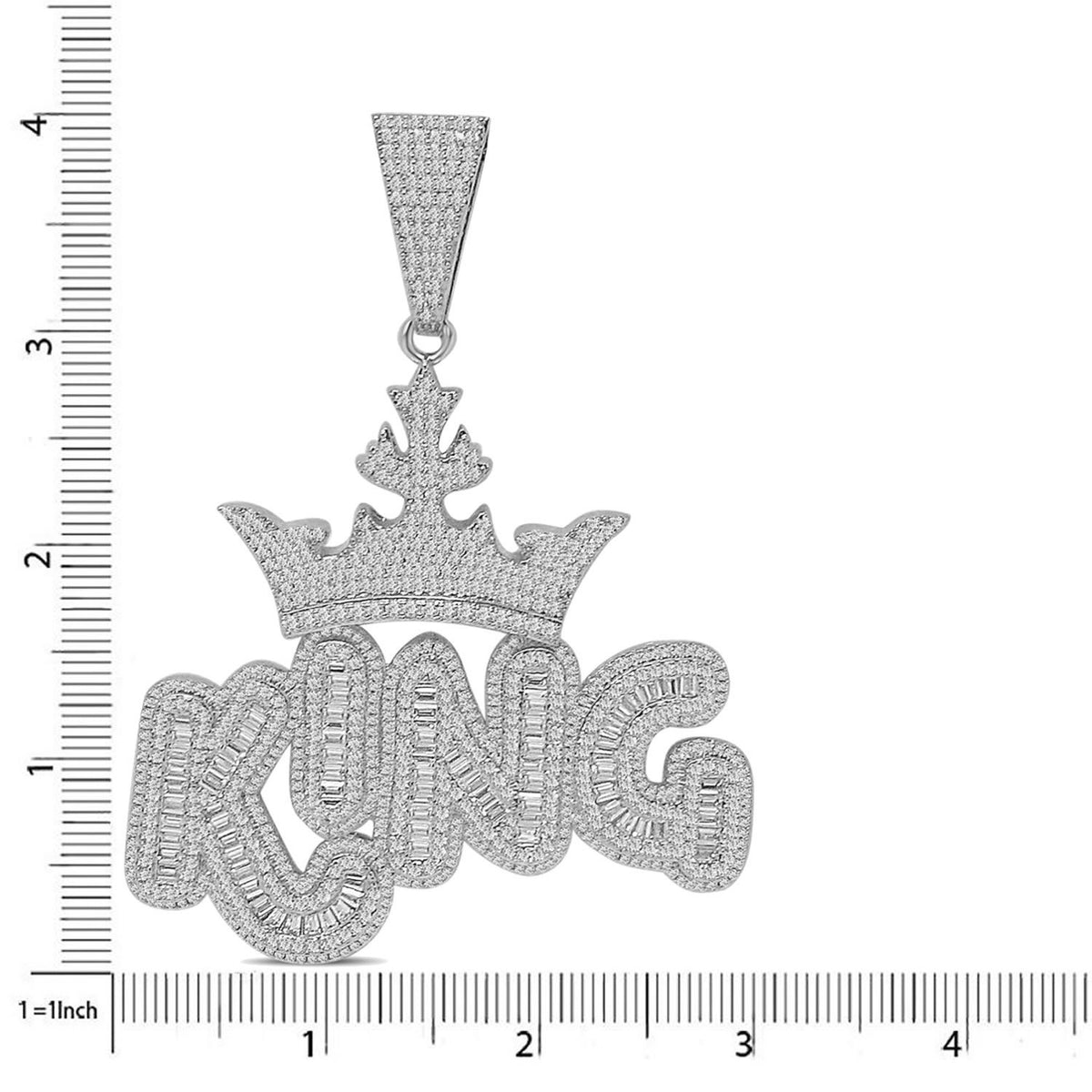 140+ Grams Big XL 4'' Custom Piece 14K Gold Finish 8.75 Ct. Baguette/Round Cut Simulated Diamond Royal King Crown Men's Pendant Charm +Chain