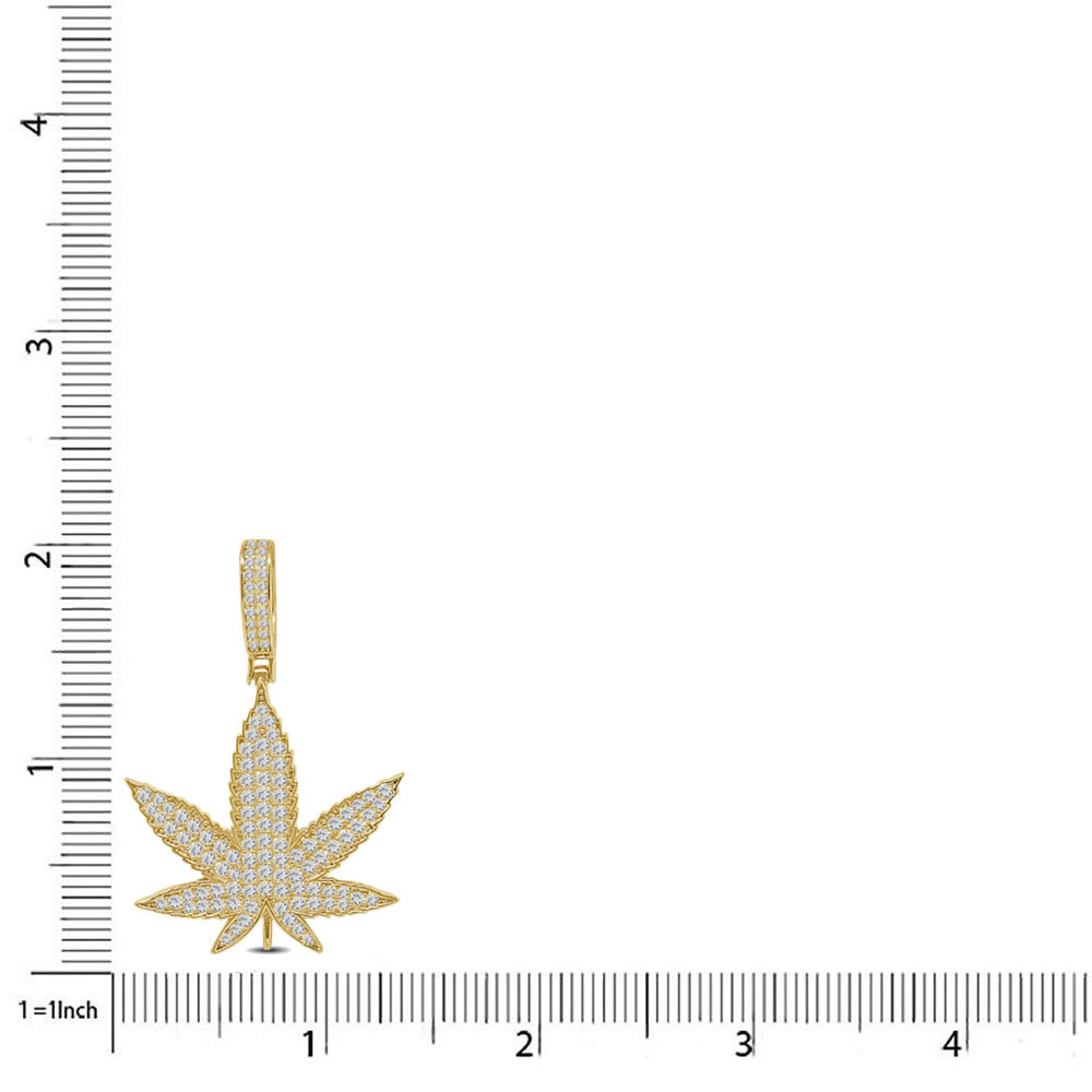 Real Genuine 4.00 Cwt. VVS/1 Authentic MOISSANITE Diamond 18+ Grams Weed Marijuana Leaf Plant Men's Custom Pendant Charm Chain Neckless Set