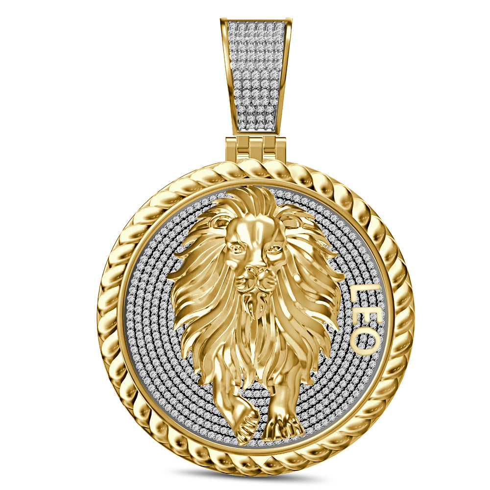 USDIAMONDKING Authentic Real Genuine 1.50 Cwt. VVS/1 MOISSANITE Diamond 40+ Grams Zodiac Lucky Birth Sign Astrology Horoscope 14K Yellow Gold Finish Goodluck Pendant Charm Chain Neckless Set