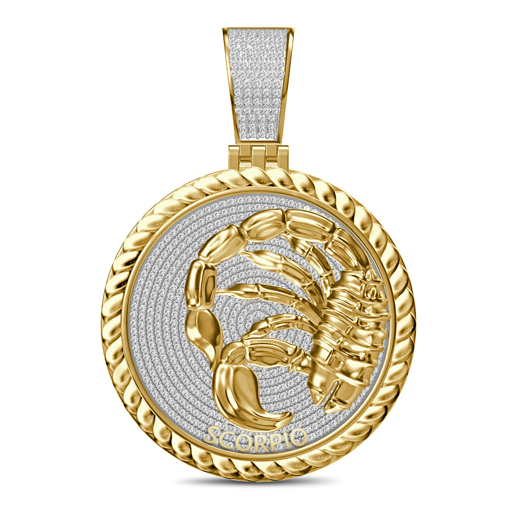 USDIAMONDKING Authentic Real Genuine 1.50 Cwt. VVS/1 MOISSANITE Diamond 40+ Grams Zodiac Lucky Birth Sign Astrology Horoscope 14K Yellow Gold Finish Goodluck Pendant Charm Chain Neckless Set
