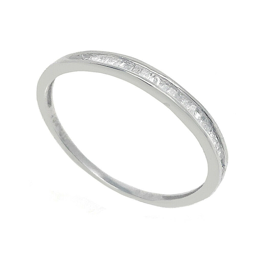 ladies new 10k white gold Real Genuine .15ctw Baguette Diamond Wedding Anniversary Ring Band
