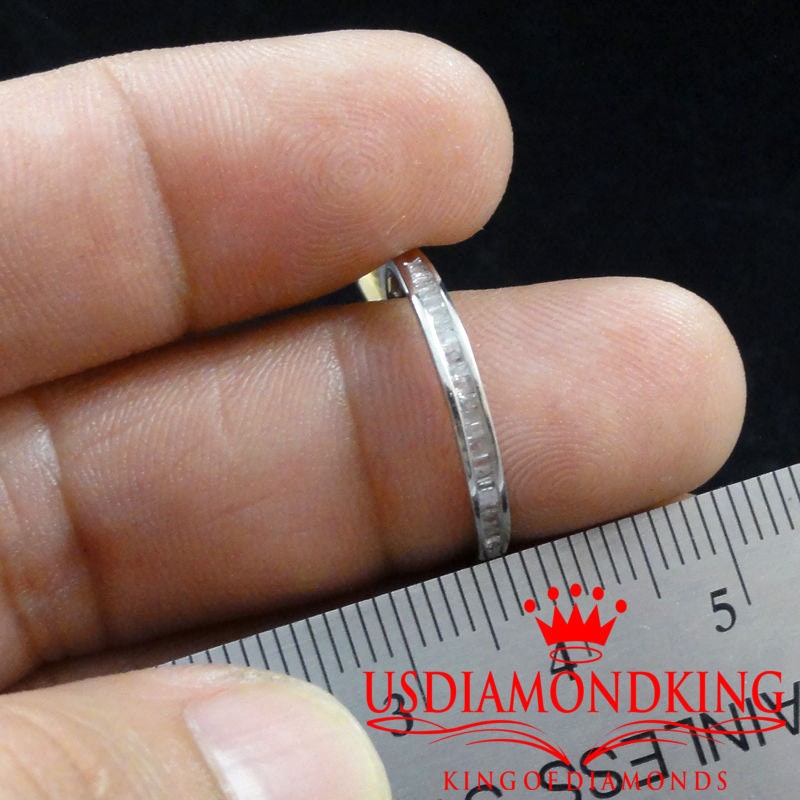 ladies new 10k white gold Real Genuine .15ctw Baguette Diamond Wedding Anniversary Ring Band