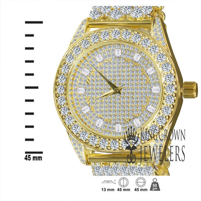 Mens Fully Iced Yellow Gold Tone Watch Joe Rodeo Jojo Jojino Custom Luxury Band