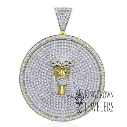 Mens Big 3'' Real Yellow Gold Sterling Silver Jesus Piece Face  Religious Pendant Simulated Diamond Custom Medallion Charm