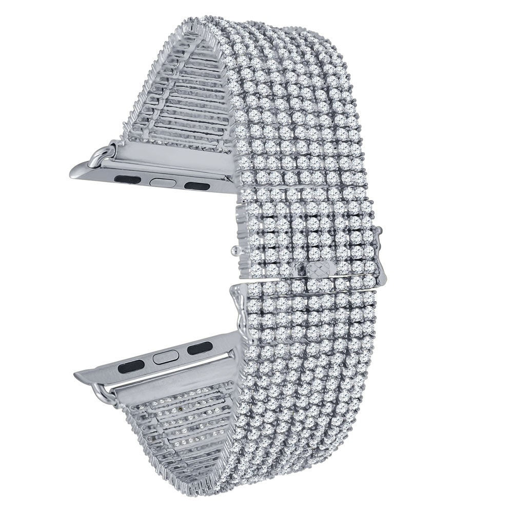 Apple Watch Series # 4 Wristband Replacement Bracelet 44mm Simulated Diamond 14K Gold Finish Iced Out Micro Pave Custom Band