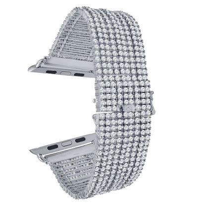 Apple Watch Series # 4 Wristband Replacement Bracelet 44mm Simulated Diamond 14K Gold Finish Iced Out Micro Pave Custom Band