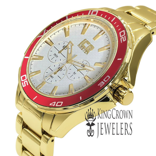 2 Tone 45mm Jojino Joe Rodeo Steel Back Metal Band Link Classic Watch Water Resistant