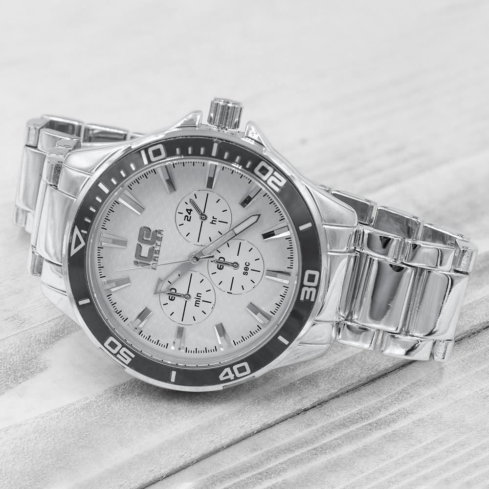 Mens Metal Band Link Classic Watch Water Resistant Solid Steel Back Silver Tone Jojino Joe Rodeo 45mm