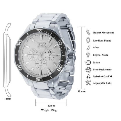 Mens Metal Band Link Classic Watch Water Resistant Solid Steel Back Silver Tone Jojino Joe Rodeo 45mm