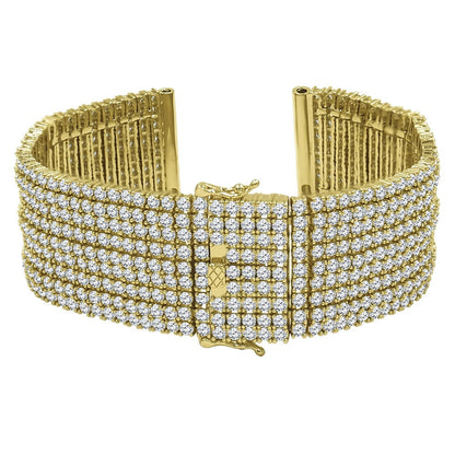 High Quality Micro Pave Simulated Diamond 14K Gold Finish Watch Band Custom Replacement Bracelet 24mm