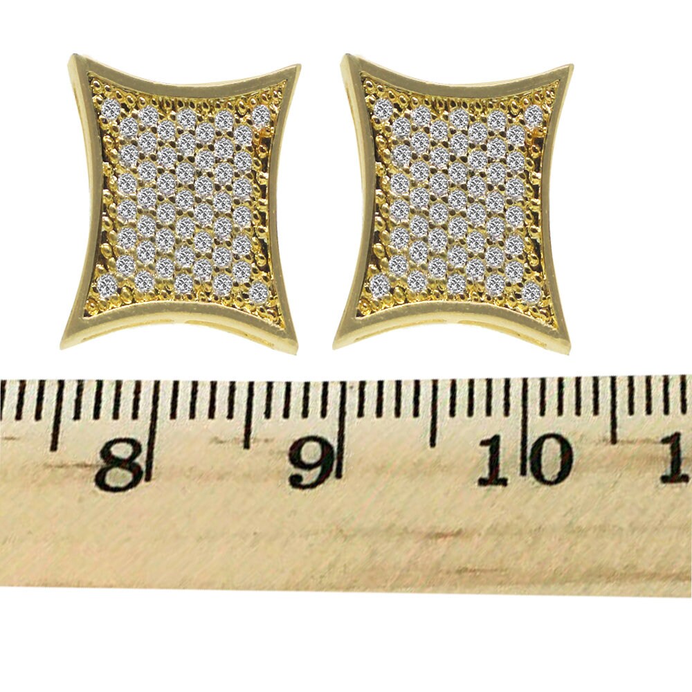 New Kite Square 12 mm Screw Back 10k Yellow Gold Finish Unisex Stud Earrings