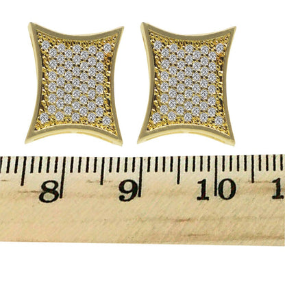 New Kite Square 12 mm Screw Back 10k Yellow Gold Finish Unisex Stud Earrings