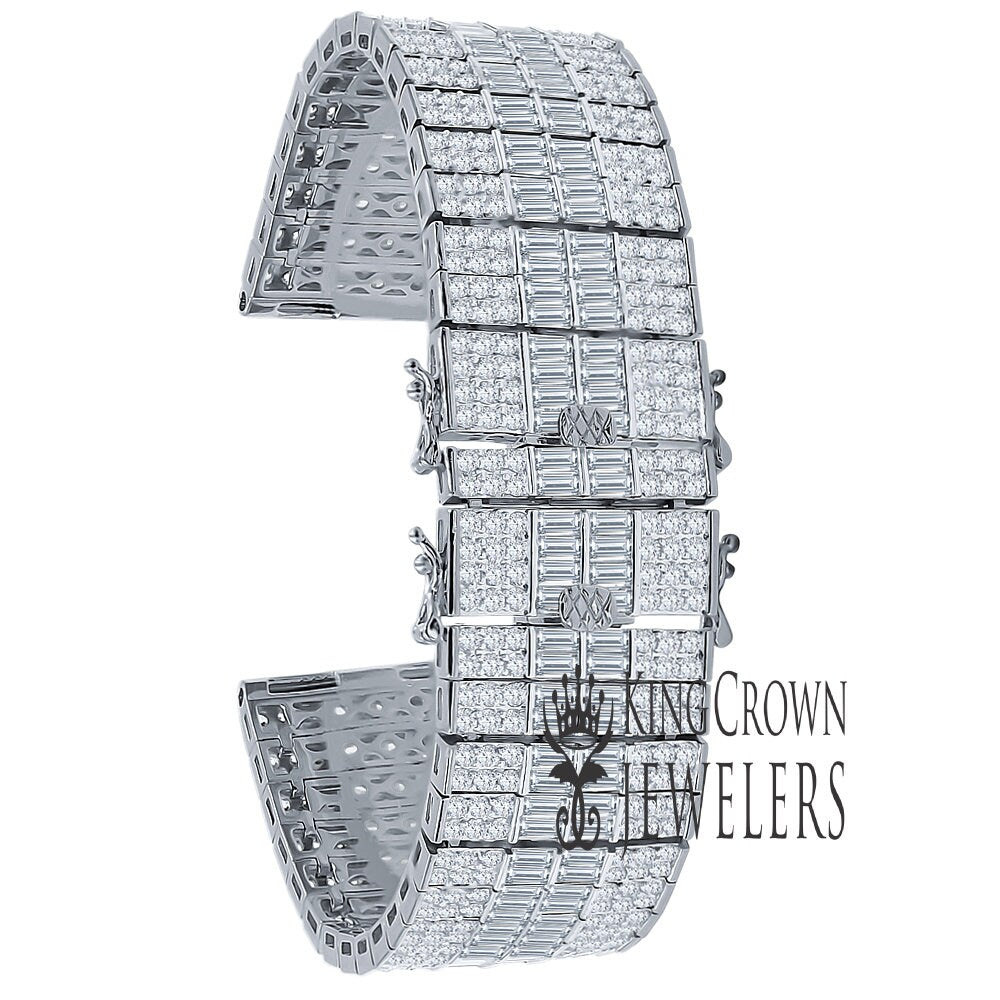 High Quality Baguette Simulated Diamond 14K Gold Finish Adjustable Size Watch Band Replacement Bracelet 24mm