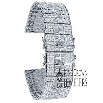 High Quality Baguette Simulated Diamond 14K Gold Finish Adjustable Size Watch Band Replacement Bracelet 24mm