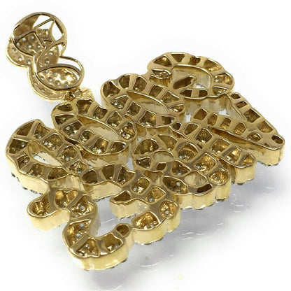 Genuine Sterling Silver 14K Yellow Gold Finish Good Vibes Custom Charm Pendant Simulated Diamonds Unisex