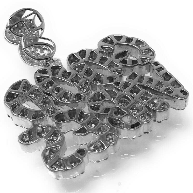 Genuine Sterling Silver 14K White Gold Finish Good Vibes Custom Charm Pendant Simulated Diamonds Unisex