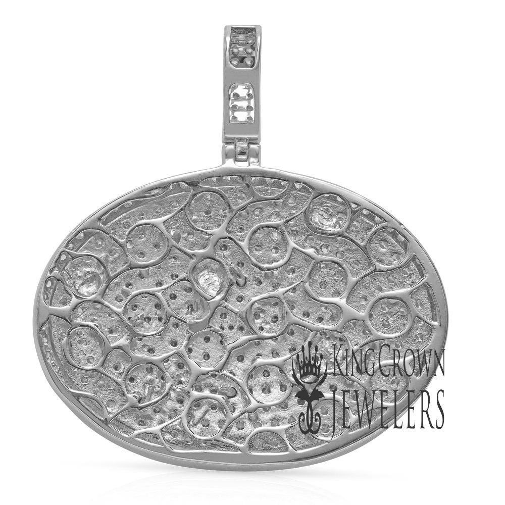 Real Sterling Silver 14K White Gold Finish Lab Diamond Mashallah Muslim Charm Islamic Pendant Medallion
