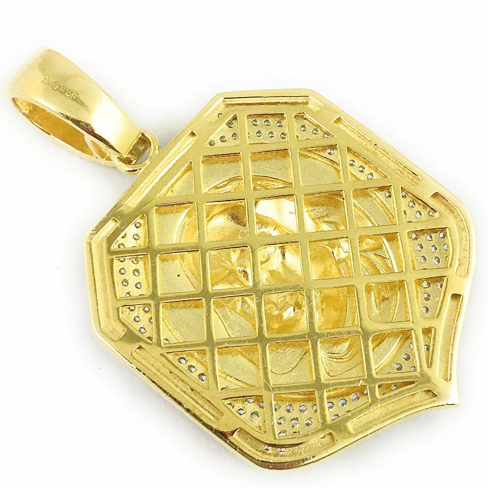 Men's Real Yellow Gold Sterling Silver Pendant  Simulated Diamond Benjamin Franklin Cash Money Face Custom Charm