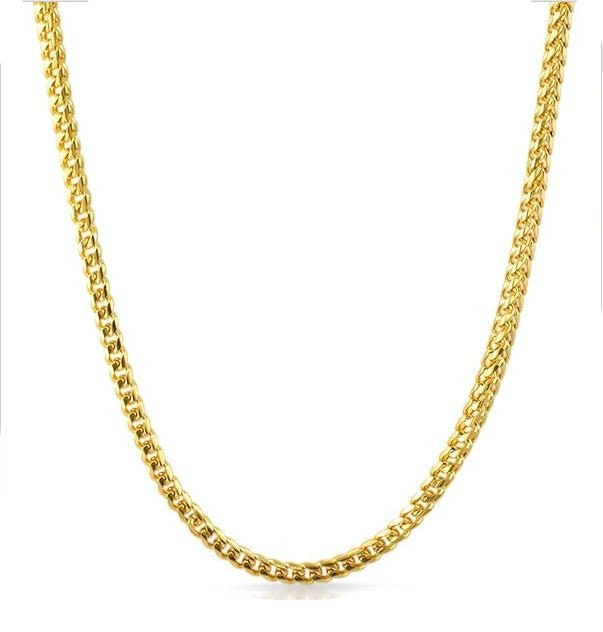 Mens Ladies 14K Gold Finish Franco Chain Necklace 3mm /30 Inch