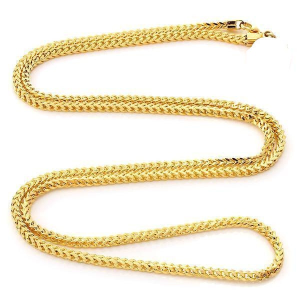 Mens Ladies 14K Gold Finish Franco Chain Necklace 3mm /30 Inch