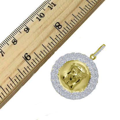 1.5" Real Silver 10k Yellow Gold Jesus Head Face Charm Pendant Men's Ladies New