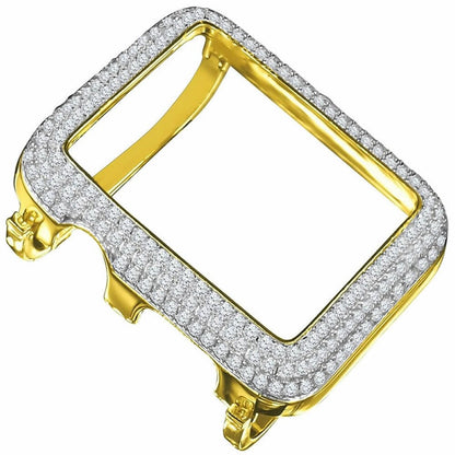 High Quality 2.75 Cwt. 44 mm Apple Watch Custom Bezel Fit Series # 4,5 And 6 14K Gold Finish Insert Cover Case