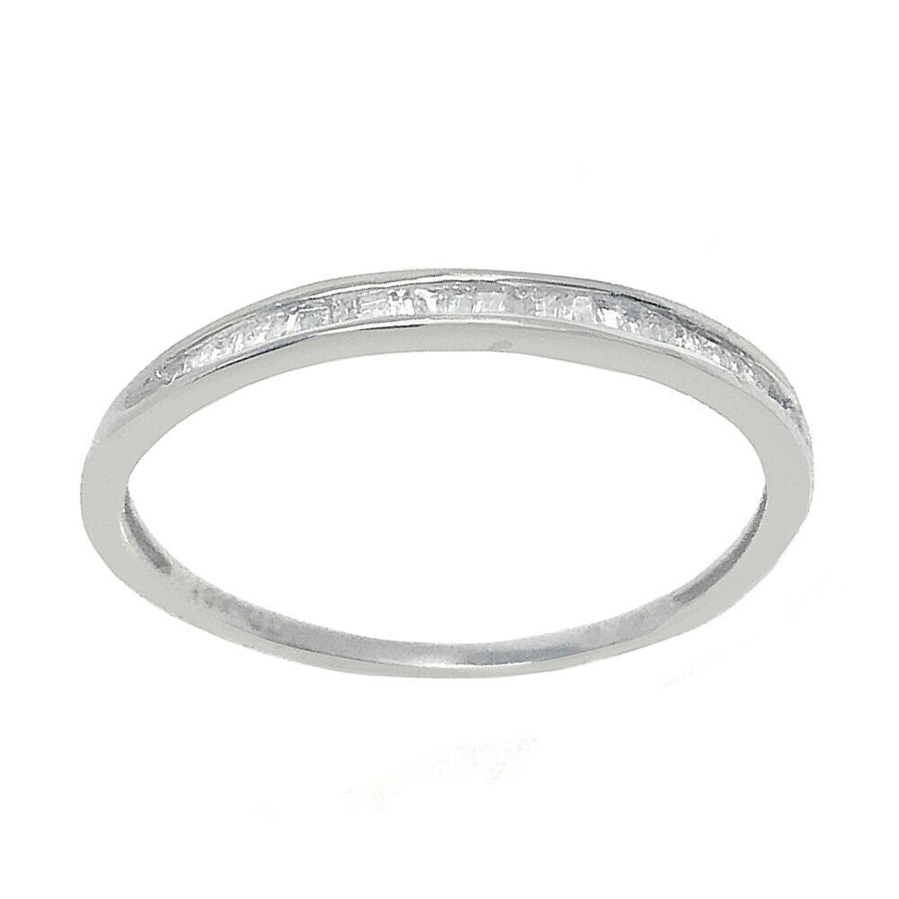 ladies new 10k white gold Real Genuine .15ctw Baguette Diamond Wedding Anniversary Ring Band