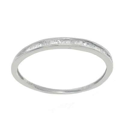 ladies new 10k white gold Real Genuine .15ctw Baguette Diamond Wedding Anniversary Ring Band