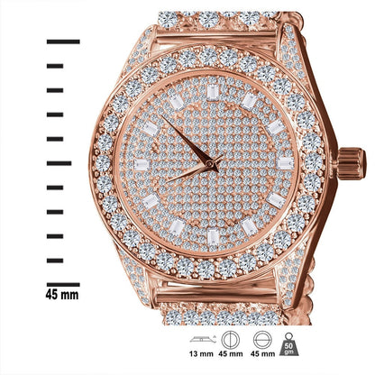 Rose Gold Copper Tone Mens Fully Iced Simulated Diamond Watch Joe Rodeo Jojo Jojino Custom Luxury Band