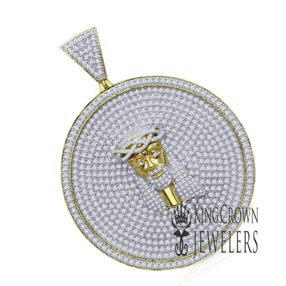 Mens Big 3'' Real Yellow Gold Sterling Silver Jesus Piece Face  Religious Pendant Simulated Diamond Custom Medallion Charm