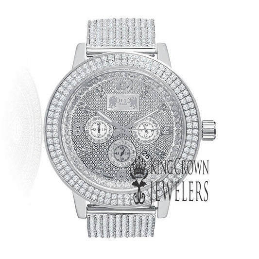 Solid Stainless Steel Bezel White Gold Tone Genuine Diamond Dial Khronos Joe Rodeo Custom Band Mens Watch