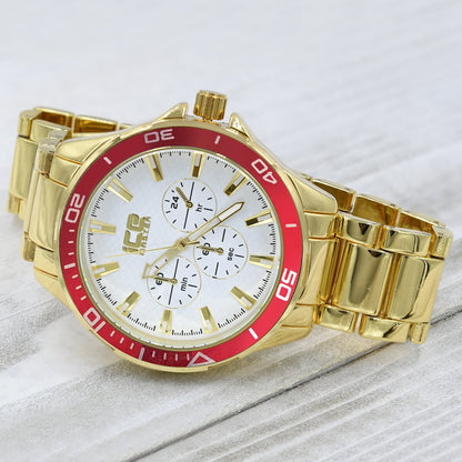 2 Tone 45mm Jojino Joe Rodeo Steel Back Metal Band Link Classic Watch Water Resistant