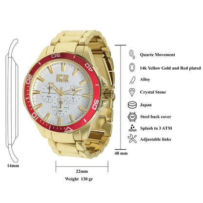 2 Tone 45mm Jojino Joe Rodeo Steel Back Metal Band Link Classic Watch Water Resistant