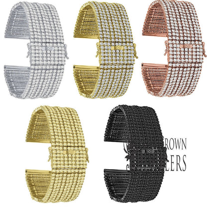 High Quality Micro Pave Simulated Diamond 14K Gold Finish Watch Band Custom Replacement Bracelet 24mm