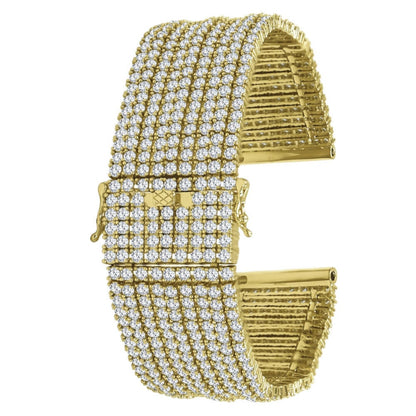 High Quality Micro Pave Simulated Diamond 14K Gold Finish Watch Band Custom Replacement Bracelet 24mm