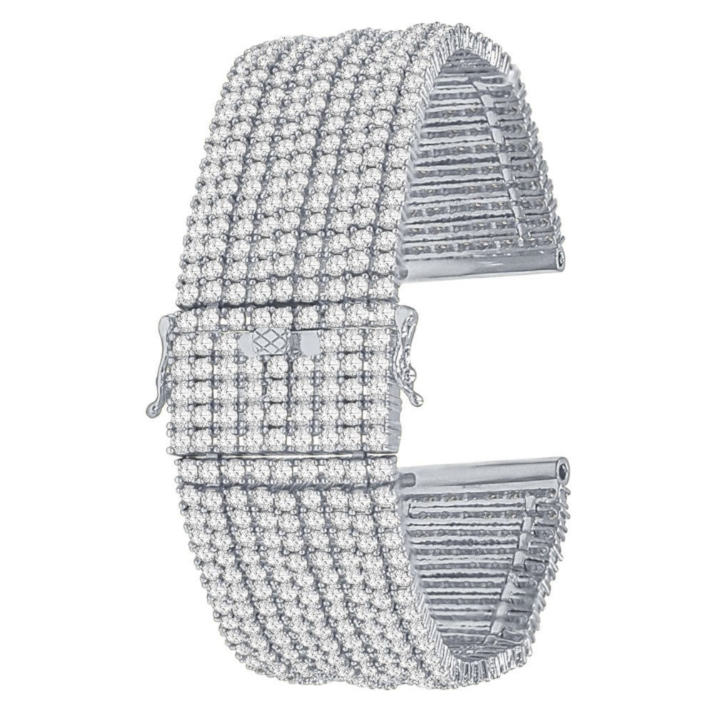 High Quality Micro Pave Simulated Diamond 14K Gold Finish Watch Band Custom Replacement Bracelet 24mm