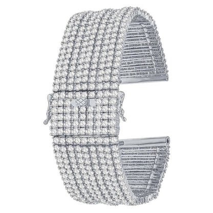 High Quality Micro Pave Simulated Diamond 14K Gold Finish Watch Band Custom Replacement Bracelet 24mm