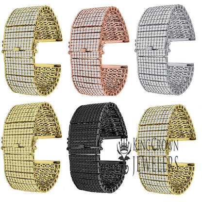 10 Row Joe Rodeo Iced Out Custom Watch Band Gold Finish Simulated Diamond Replacement Bracelet 24mm