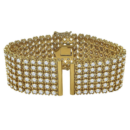 6 Row Iced Out Custom Replacement Watch Band Bracelet 14K Gold Finish Simulated Diamond 24mm