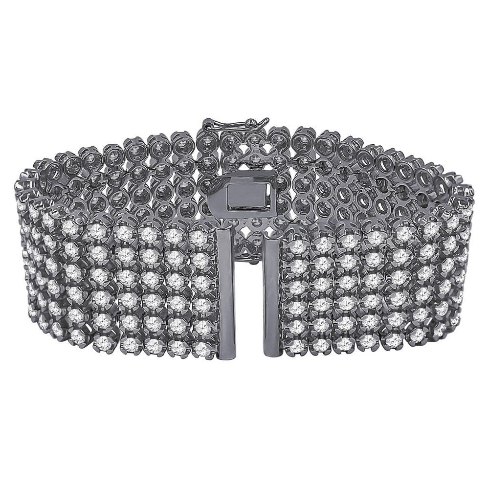 6 Row Iced Out Custom Replacement Watch Band Bracelet 14K Gold Finish Simulated Diamond 24mm