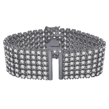 6 Row Iced Out Custom Replacement Watch Band Bracelet 14K Gold Finish Simulated Diamond 24mm