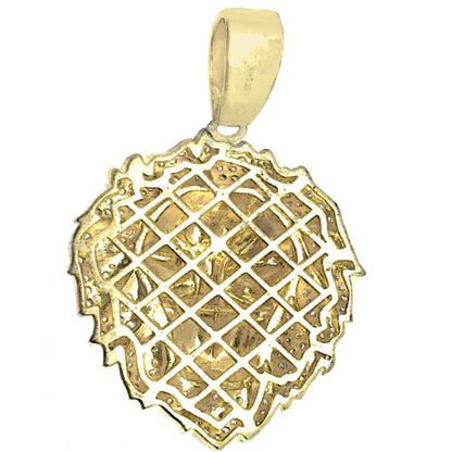 men new 10k yellow gold sterling silver lion head face necklace chain pendant chain