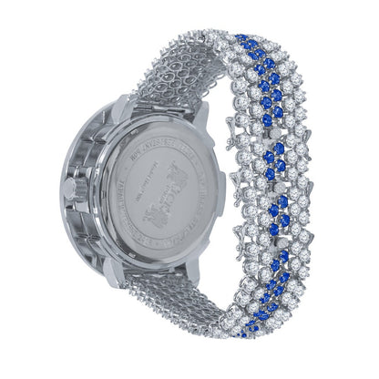 Mens Diamond Dial Watch Green Solitaire Jo Rodeo Khronos Roman Numeral Face White Gold Finish W/Date