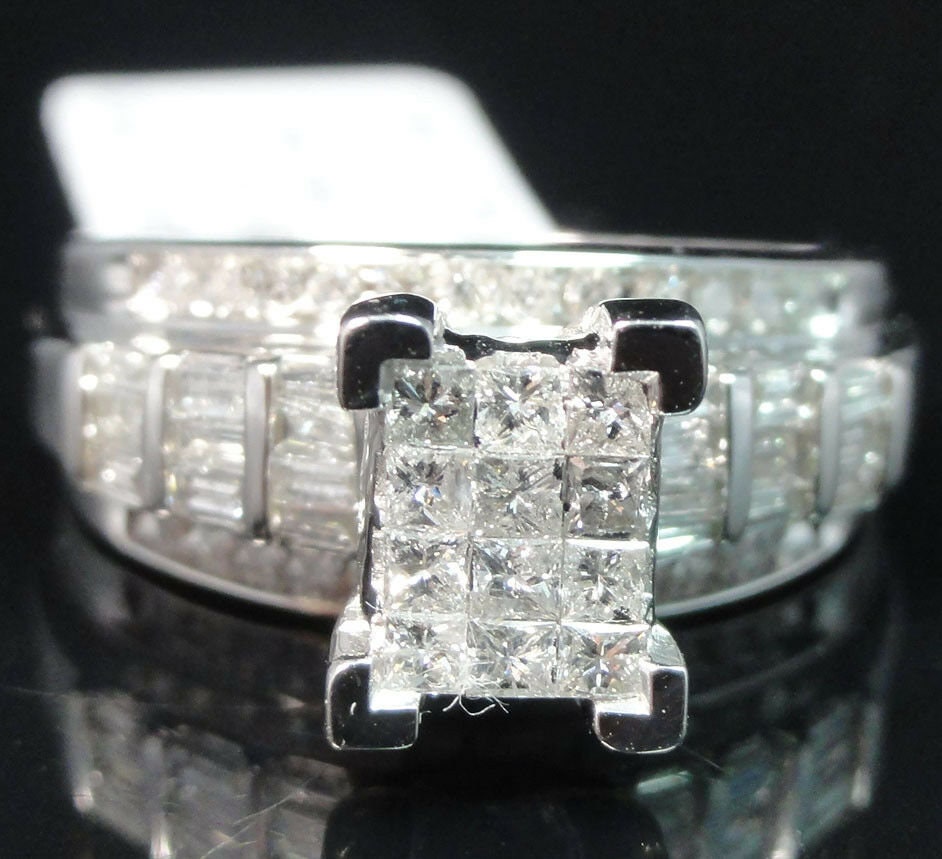 Ladies 10k White Gold Real Natural .90Ct Diamond Engagement Anniversary Ring New