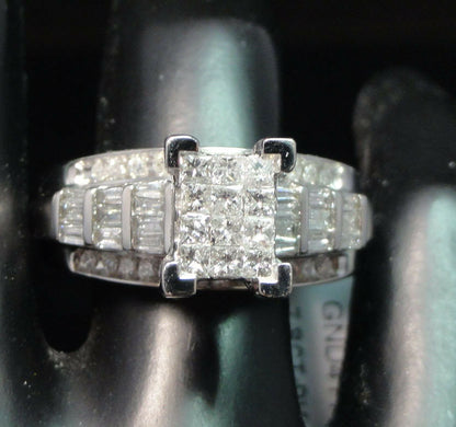 Ladies 10k White Gold Real Natural .90Ct Diamond Engagement Anniversary Ring New