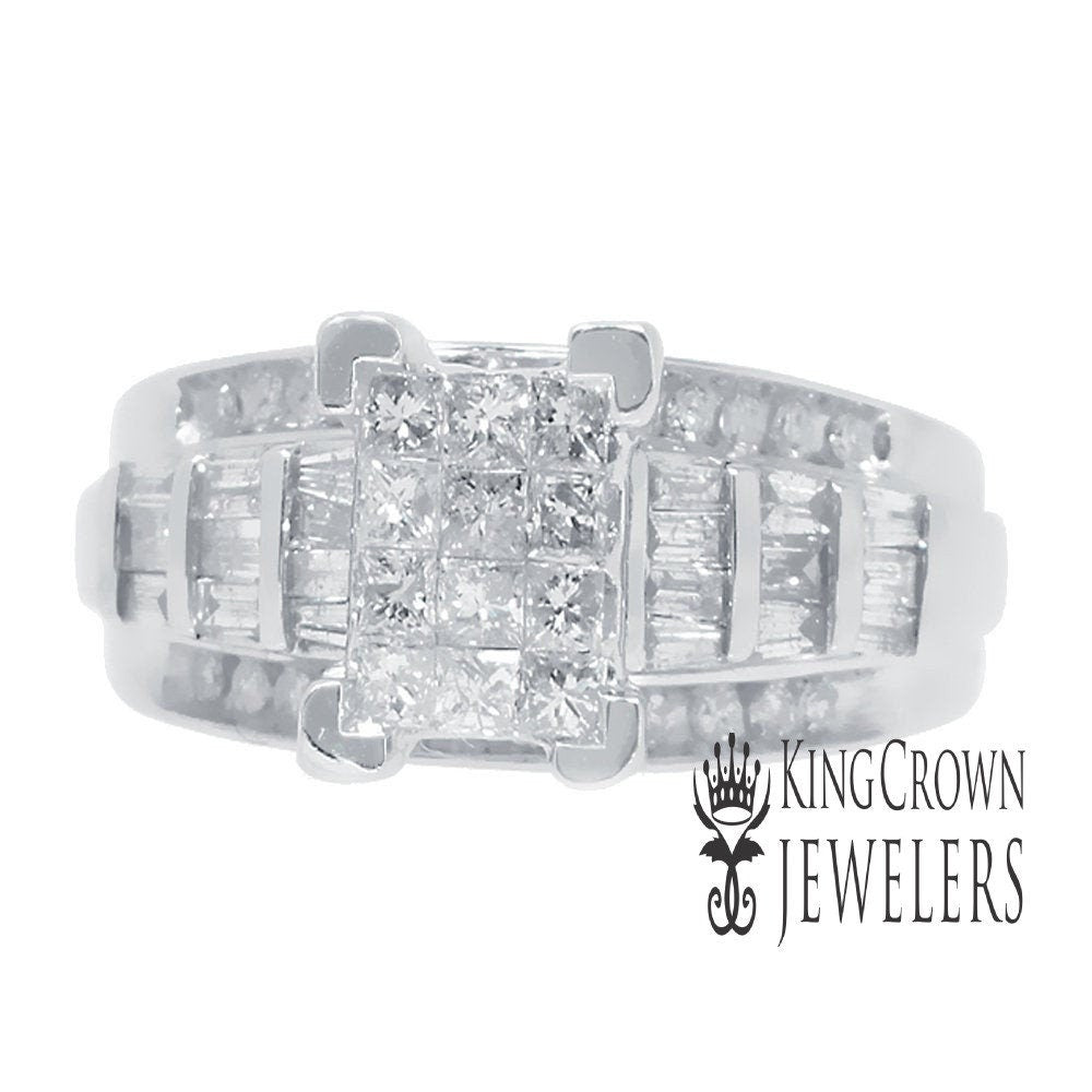 Ladies 10k White Gold Real Natural .90Ct Diamond Engagement Anniversary Ring New
