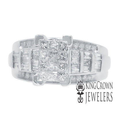 Ladies 10k White Gold Real Natural .90Ct Diamond Engagement Anniversary Ring New