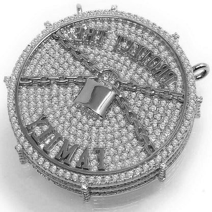 Exclusive Custom Piece 14K White Gold Over Real Sterling Silver Protect The Family 3D Pendant Medallion Charm 41 + Grams