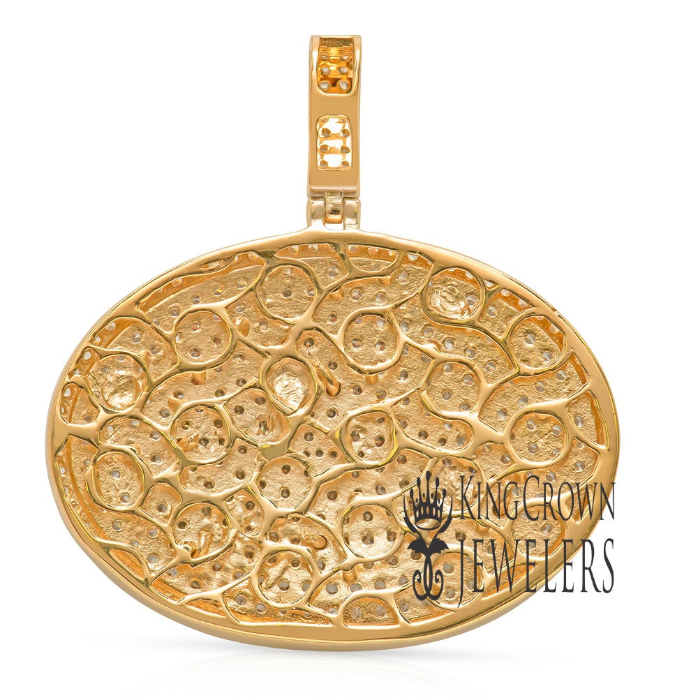 Real Sterling Silver  14K Gold Finish Lab Diamond Mashallah Muslim Charm Islamic Pendant Medallion
