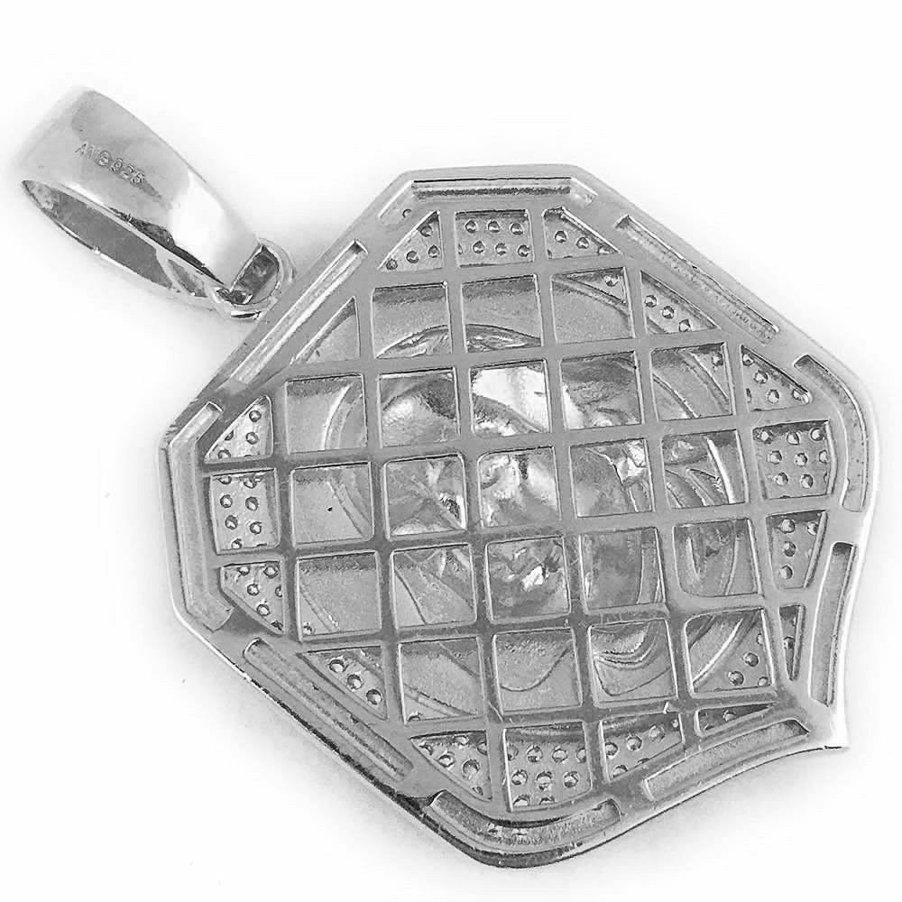 Men's 14K White Gold Over Pure Sterling Silver Pendant Simulated Diamond Benjamin Franklin Cash Money Face Custom Charm